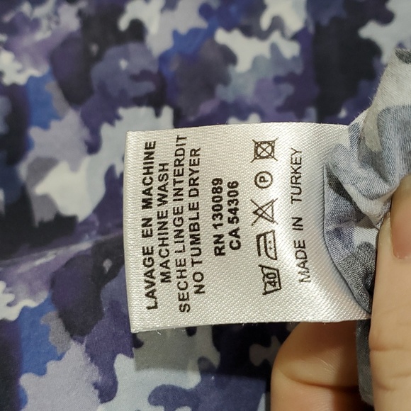 Jared Lang Men's/Unisex Blue Camo Button-Up Long Sleeve Dress Shirt - Size S/2 - Picture 12 of 12